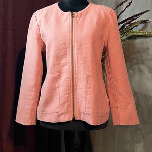 Loft Pink Linen Zipper Jacket